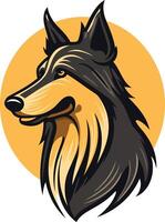 A friendly, cartoon-style collie dog with a happy expression vector