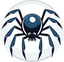 A stylized spider logo design, featuring a dark blue arachnid with a white background, perfect for branding or web design vector