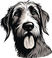 A charming, hand-drawn illustration of a wirehaired pointing griffon dog vector
