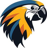 A bold and colorful illustration of a parrot's head, perfect for logo design, branding, and mascot creation vector