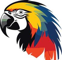 A bold and colorful illustration of a macaw parrot's head, perfect for logos, branding, and designs needing a touch of tropical flair vector