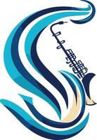 Abstract saxophone logo with flowing lines, perfect for music events, jazz clubs, and branding projects vector