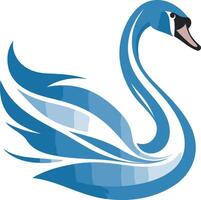 A stylized blue swan with elegant, flowing lines vector