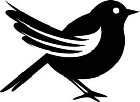 Simple black and white silhouette of a bird with stylized wings, perfect for branding, logos, or web design vector