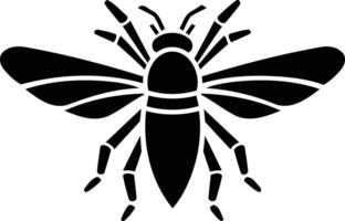 Simple, black and white illustration of a stylized bee, perfect for tattoos, logos, or any design project needing a minimalist insect icon vector