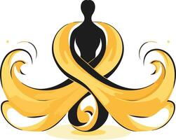 Abstract logo with a stylized human figure surrounded by yellow flowing lines, perfect for businesses emphasizing growth, transformation, and empowerment vector