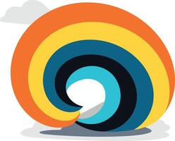 A vibrant and abstract logo design featuring a swirling rainbow with a cloud in the background vector