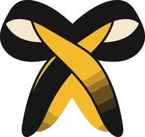 Abstract logo design featuring a bold, intertwined shape in black and yellow vector