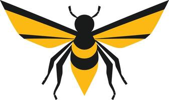 A simple, bold, and stylized bee silhouette in black and yellow, perfect for logo design, branding, or as a graphic element for nature-themed projects vector