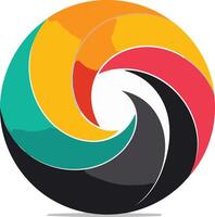 Abstract circular logo with vibrant colors and a dynamic swirling design, perfect for businesses seeking a modern and energetic brand identity vector