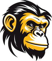 A bold, stylized chimpanzee head design, perfect for logos, branding, and mascot concepts vector