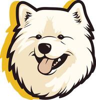 A friendly and playful illustration of a samoyed dog with a big smile vector