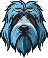 A stylized, blue-haired dog head with a friendly expression, perfect for branding, logos, or pet-related designs vector
