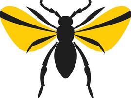 Simple and bold silhouette of a bee with outstretched wings, ideal for use in logos, branding, or as an illustrative element for nature-related themes vector