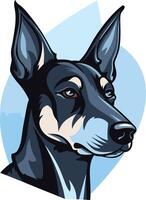 A stylized portrait of a black and tan dog with piercing eyes, perfect for pet-related designs, branding, and social media content vector