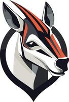 Modern and striking logo design featuring a stylized deer head in a circular frame vector