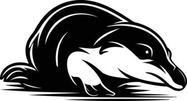Black and white illustration of a stylized penguin, perfect for logos, branding, and designs vector