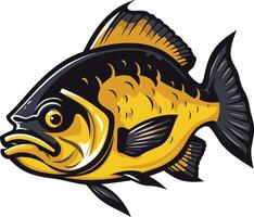 A fierce and dynamic illustration of a piranha fish, perfect for designs related to fishing, nature, or a strong, powerful brand vector