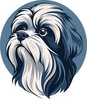 A cute, cartoon-style illustration of a shih tzu dog looking up with a curious expression vector