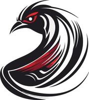 Powerful black and red bird logo design with a tribal, stylized look vector