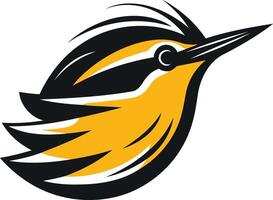 Bold and dynamic bird logo design in yellow and black, perfect for a sports team, brand, or organization vector
