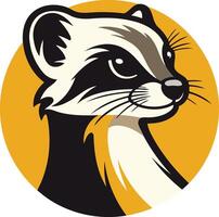 A friendly, cartoon-style ferret head in a circular frame, perfect for logos, branding, or mascot designs vector