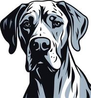 A close-up portrait of a majestic dog with a serious expression vector