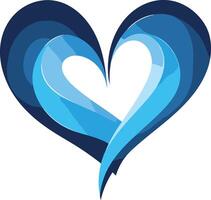 Abstract heart shape with flowing lines in blue and dark blue hues vector