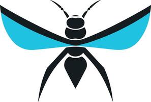A bold and modern logo design featuring a stylized wasp with blue wings vector