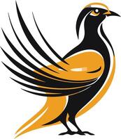 A stylized, abstract bird with spread wings in black and yellow, perfect for a logo or mascot vector