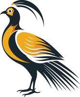 A stylized, minimalist illustration of a bird with a long, elegant tail vector