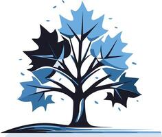 Stylized blue and black maple tree logo design with a unique and abstract style vector