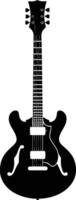 A simple yet striking silhouette of an electric guitar, perfect for music related designs, posters, and website elements vector