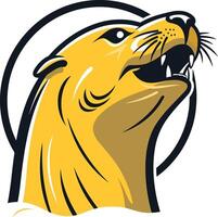A bold and powerful illustration of an otter's head, ideal for branding or mascot design vector