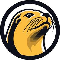 A bold and striking illustration of an otter's head, perfect for logo designs, branding, and wildlife-related projects vector