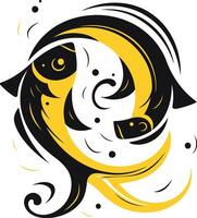 Abstract illustration of two stylized fish in a yin-yang symbol, perfect for designs related to balance, harmony, and aquatic themes vector