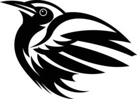 A bold and stylized black and white tattoo design of a bird in flight vector