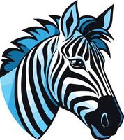 A stylized, blue zebra head with a cool, confident expression vector