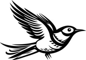 Black and white illustration of a stylized bird in flight vector