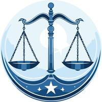 A stylized depiction of the libra zodiac sign, featuring a classic scale symbol with a crescent moon and star, perfect for astrological and horoscopic designs vector