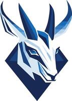 A striking abstract logo of a white antelope's head in a blue diamond, perfect for branding or design projects requiring a modern, dynamic, and powerful image vector
