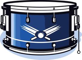 A blue snare drum with a cool design, perfect for drummers, musicians, and music lovers vector