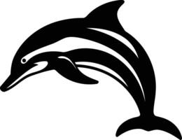 A simple, elegant silhouette of a dolphin leaping out of the water vector