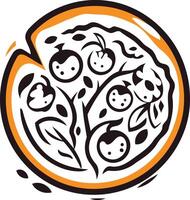 A stylized logo featuring a tree with berries within a circular frame, perfect for use as a logo for food businesses, farms, or natural products vector