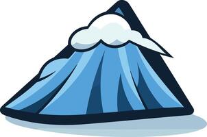 A cartoon mountain with a fluffy white cloud on top vector