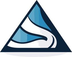 Abstract triangle logo with blue and white waves, perfect for a tech or design company vector