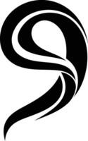 Abstract black and white logo design resembling the number nine vector