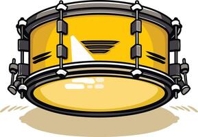 A cartoon illustration of a yellow snare drum, perfect for adding a touch of musical energy to your designs vector