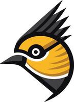 Modern, stylized bird logo design with a bold, abstract style vector