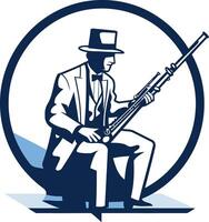 Elegant silhouette of a man playing a clarinet, perfect for music-related businesses and branding vector